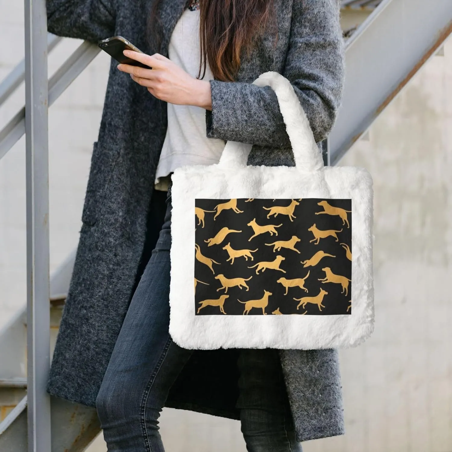 Furry Purse, Fluffy Tote Bag for Women Winter Faux Fur Bag Fuzzy Purse and Handbags