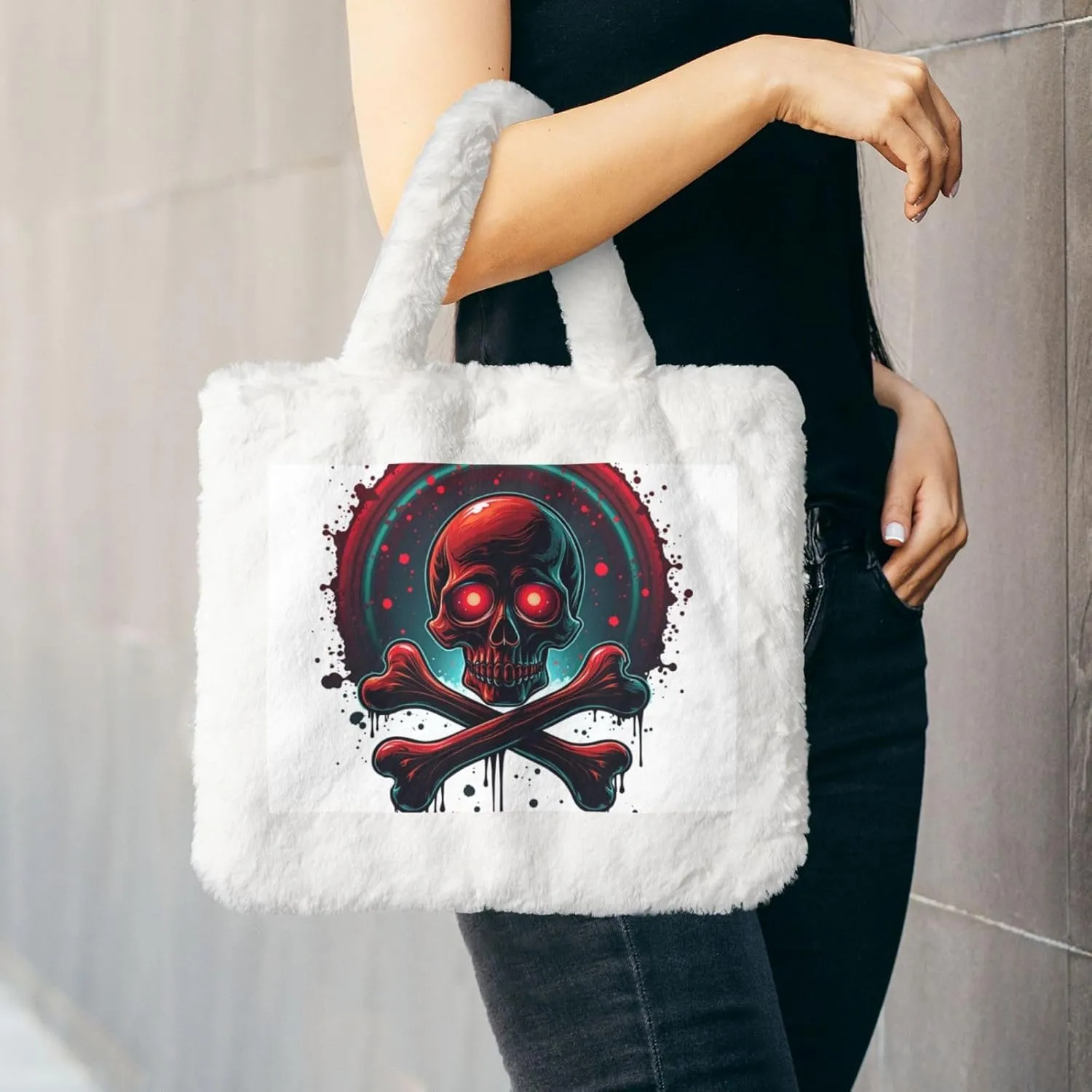 Furry Purse, Fluffy Tote Bag for Women Winter Faux Fur Bag Fuzzy Purse and Handbags