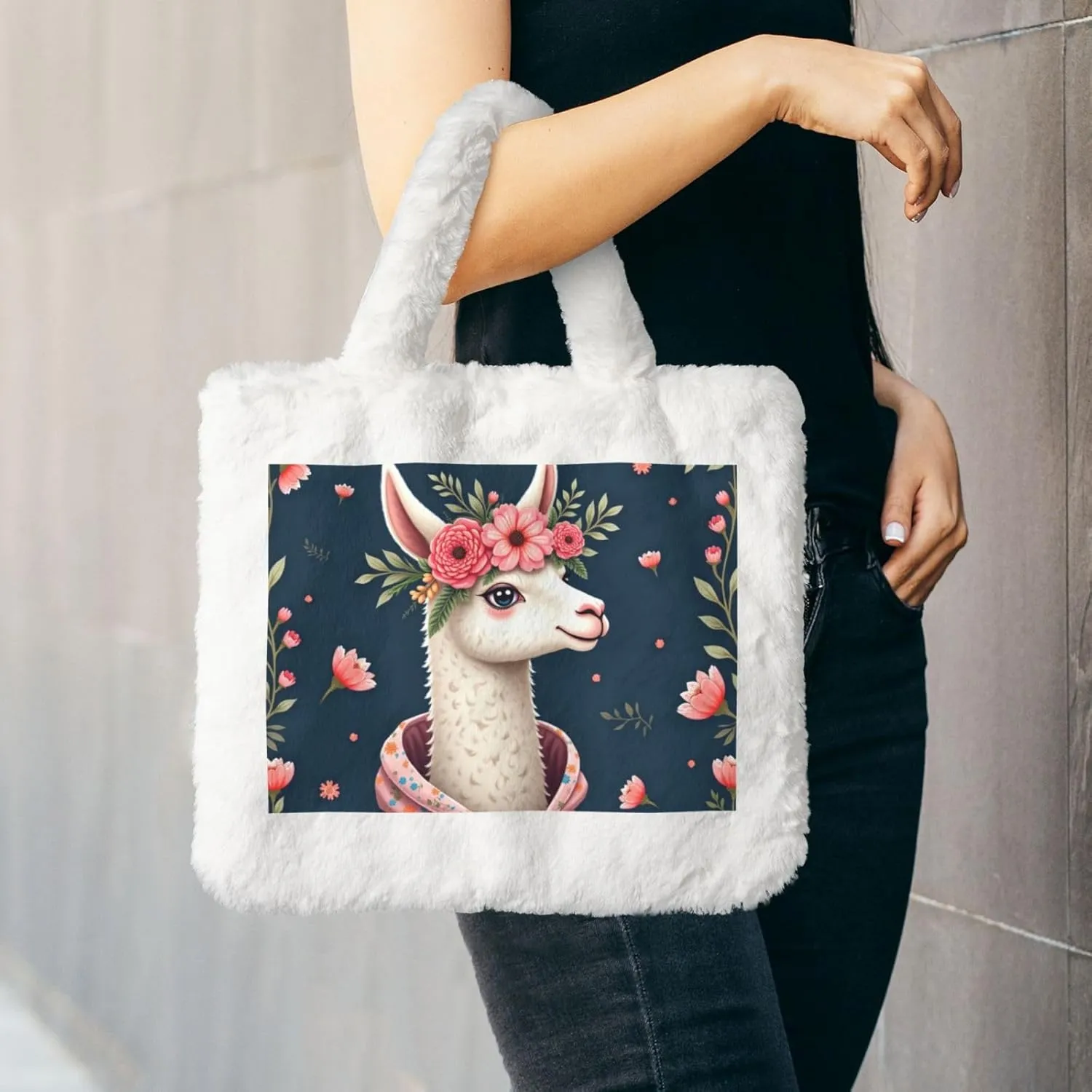 Furry Purse, Fluffy Tote Bag for Women Winter Faux Fur Bag Fuzzy Purse and Handbags