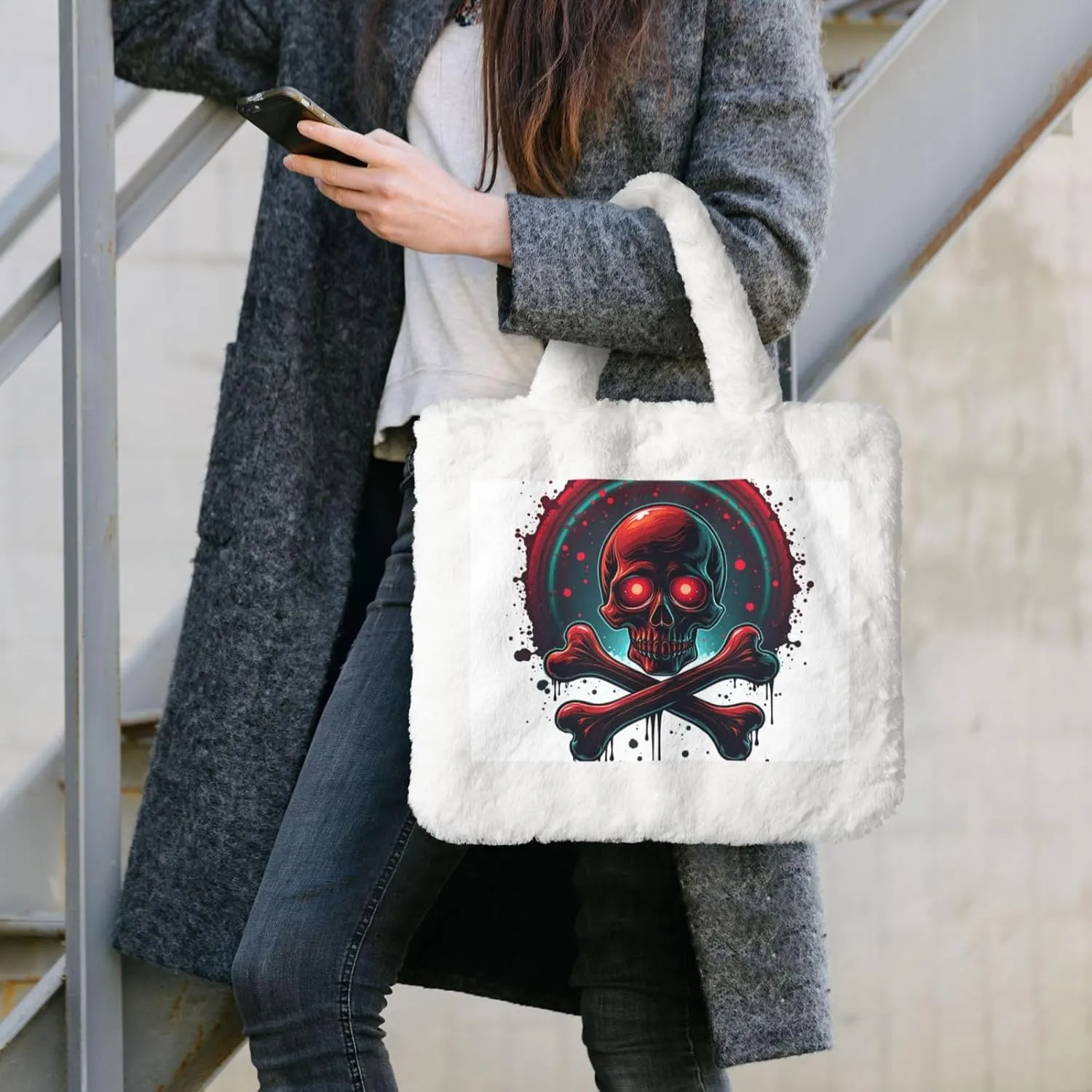 Furry Purse, Fluffy Tote Bag for Women Winter Faux Fur Bag Fuzzy Purse and Handbags