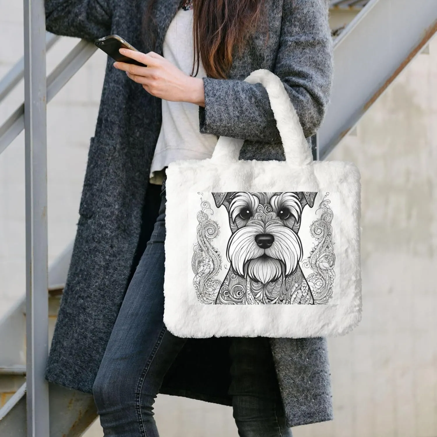 Furry Purse, Fluffy Tote Bag for Women Winter Faux Fur Bag Fuzzy Purse and Handbags