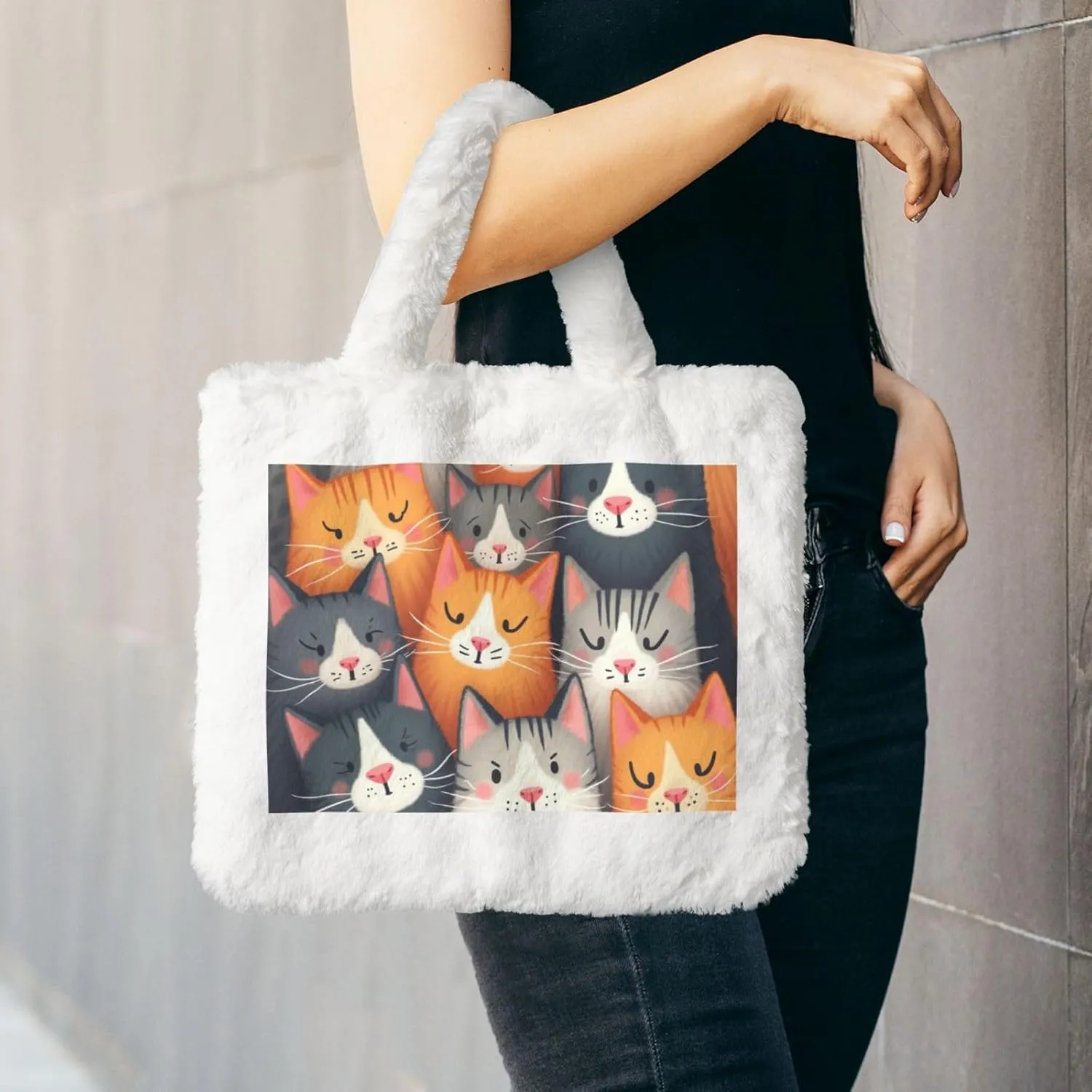 Furry Purse, Fluffy Tote Bag for Women Winter Faux Fur Bag Fuzzy Purse and Handbags