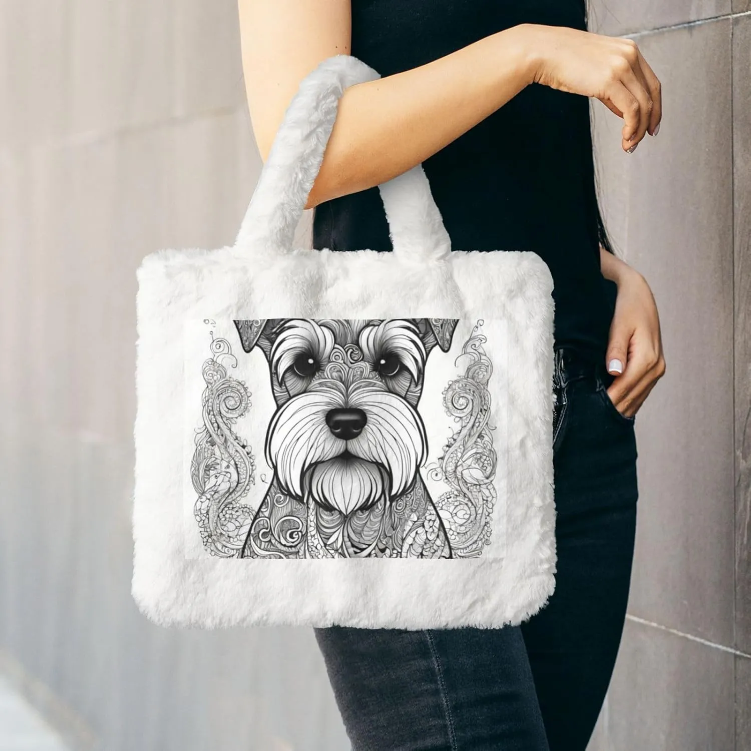 Furry Purse, Fluffy Tote Bag for Women Winter Faux Fur Bag Fuzzy Purse and Handbags