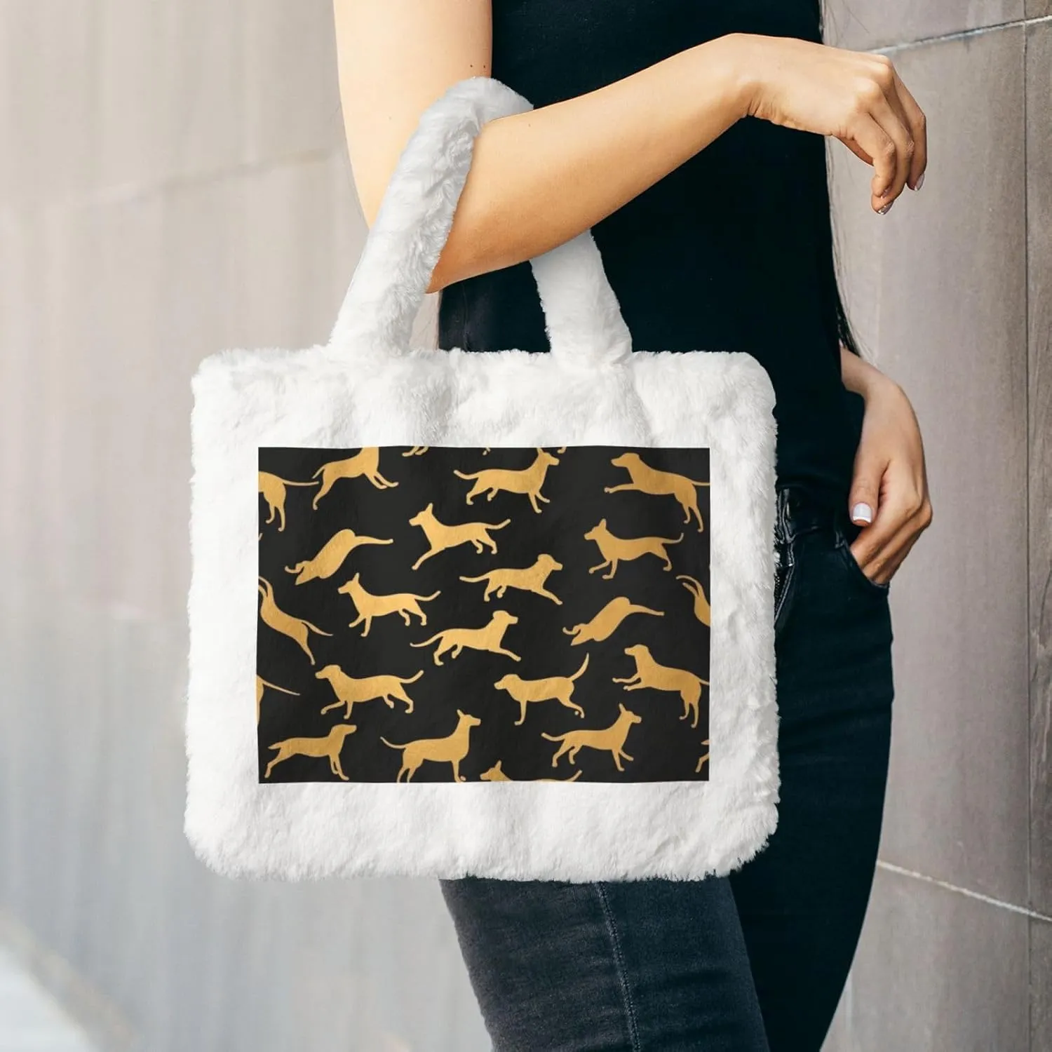 Furry Purse, Fluffy Tote Bag for Women Winter Faux Fur Bag Fuzzy Purse and Handbags