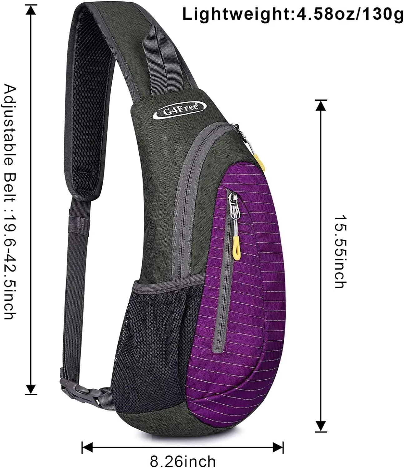 G4Free Sling Bags Men and Women Shoulder Backpack Small Cross Body Chest Sling Backpack Purple