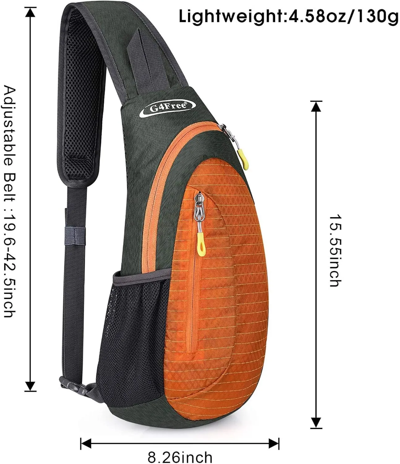 G4Free Sling Bags Men and Women Shoulder Backpack Small Crossbody Chest Sling Backpack (Grey-orange)