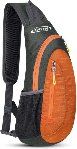 G4Free Sling Bags Men and Women Shoulder Backpack Small Crossbody Chest Sling Backpack (Grey-orange)