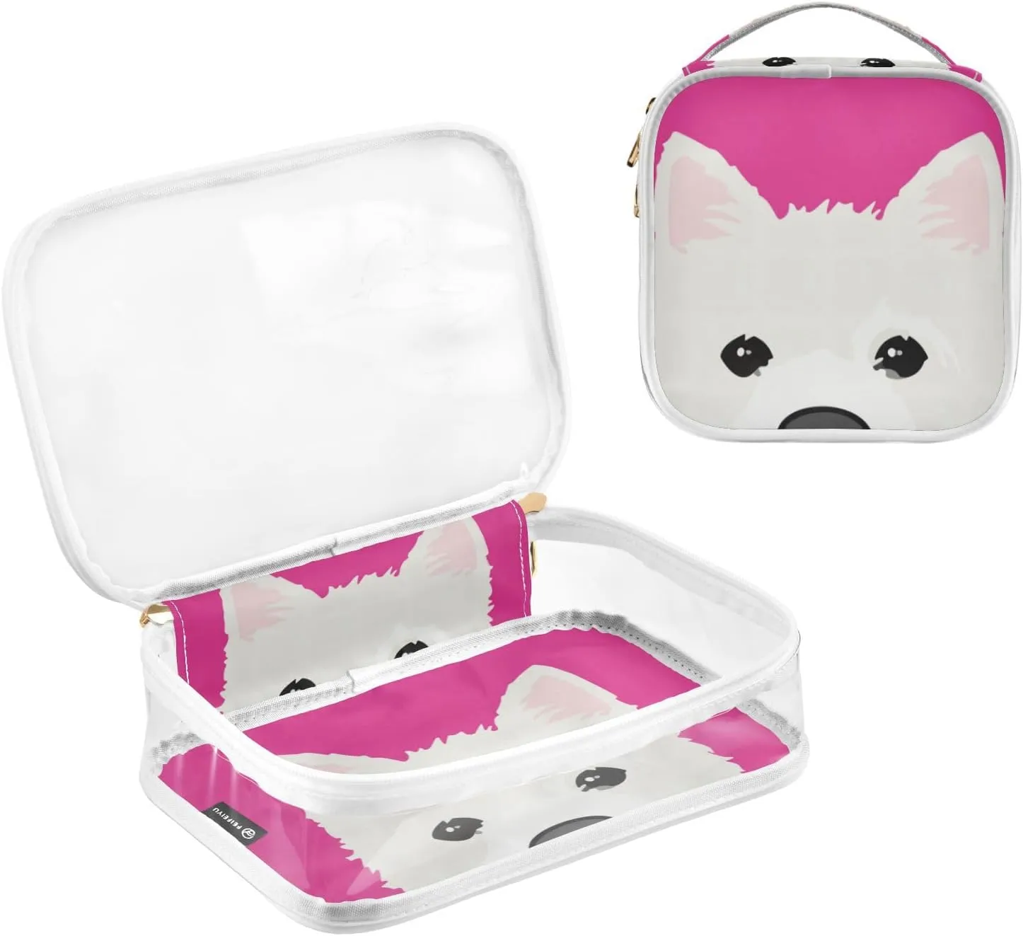 GAIGEO Cartoon Probe Alaska Clear Makeup Bag Set, Travel Organizer Toiletries and Cosmetic Bag, Women's Travel Toiletry Bag, 2 Pack