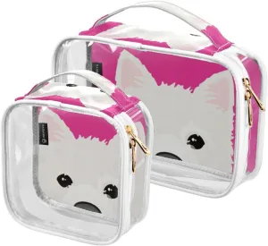 GAIGEO Cartoon Probe Alaska Clear Makeup Bag Set, Travel Organizer Toiletries and Cosmetic Bag, Women's Travel Toiletry Bag, 2 Pack