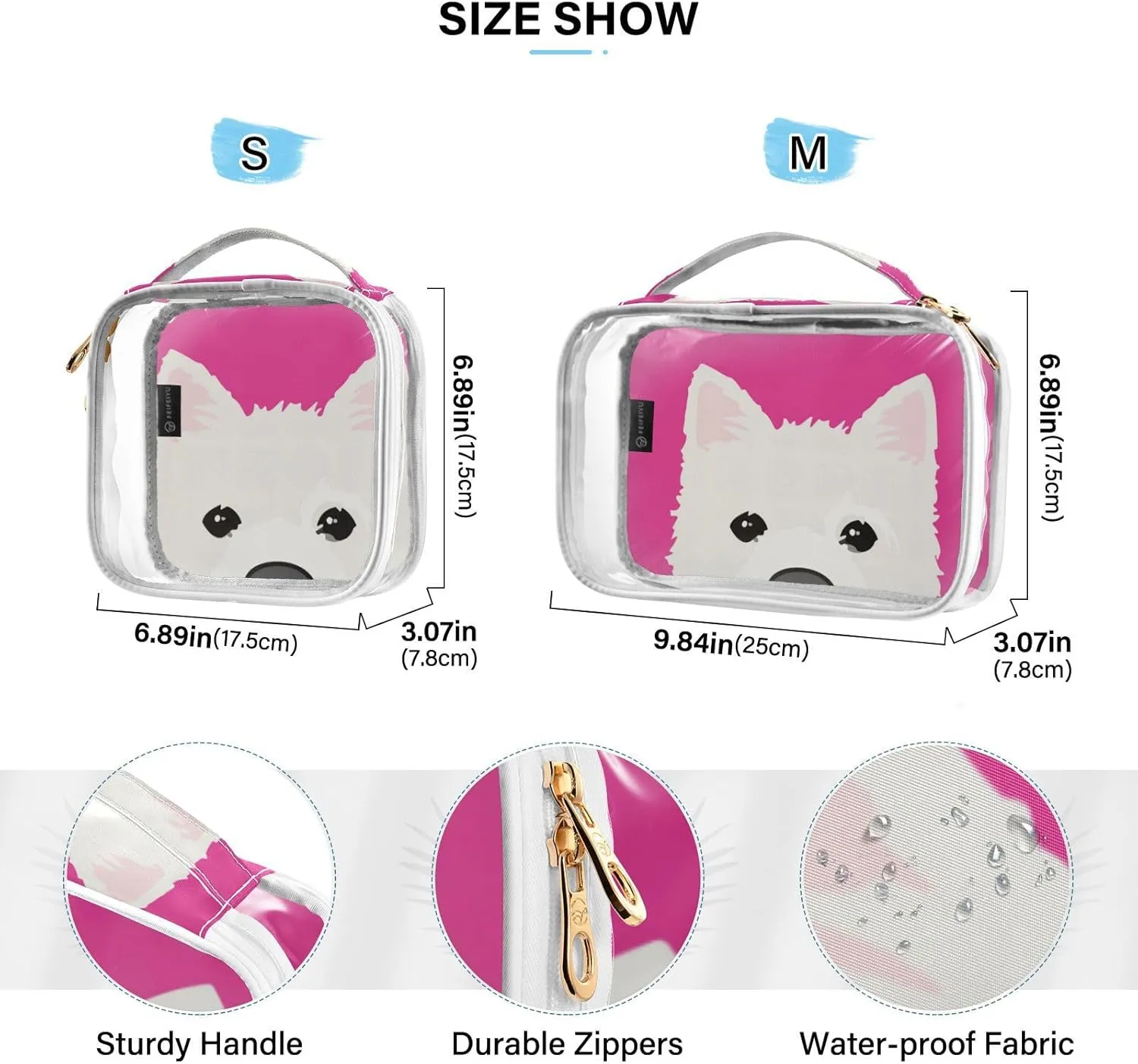 GAIGEO Cartoon Probe Alaska Clear Makeup Bag Set, Travel Organizer Toiletries and Cosmetic Bag, Women's Travel Toiletry Bag, 2 Pack