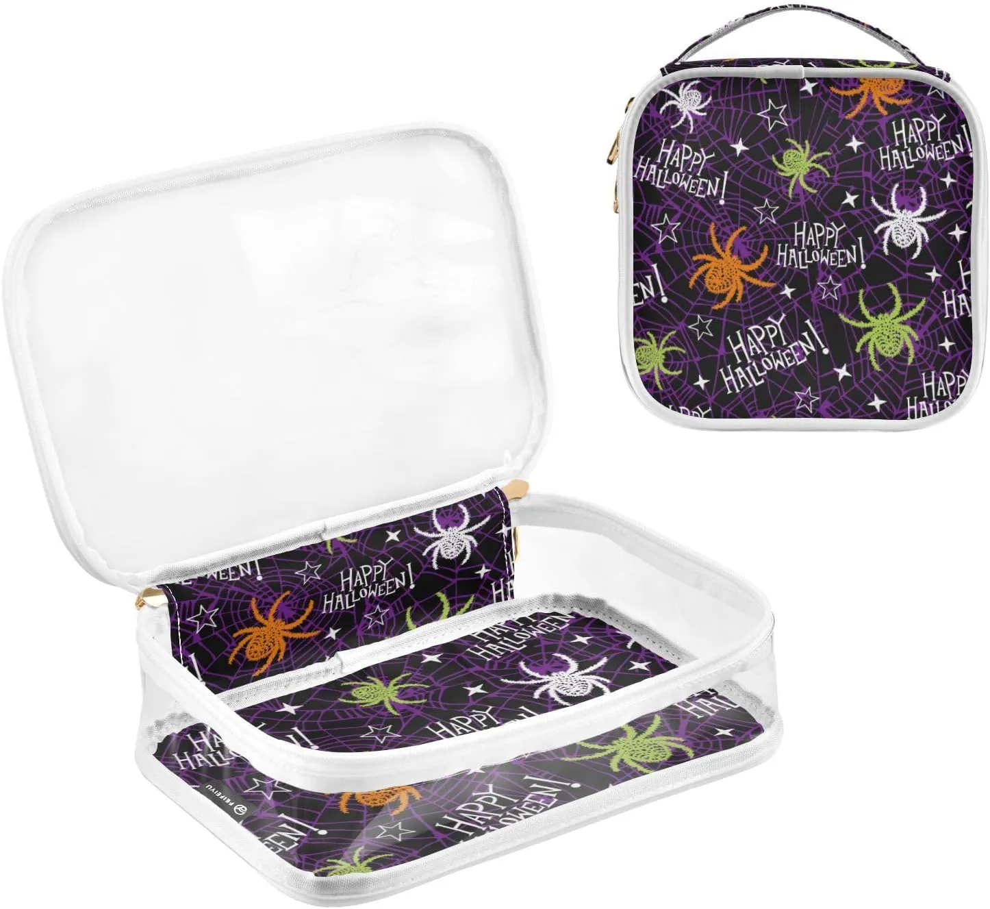 GAIGEO Halloween Girls Boys Creative Clear Makeup Bag Set, Makeup Clear Travel Bag, Toiletry Travel Bag for Women Clear, 2 Pack