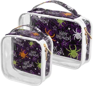 GAIGEO Halloween Girls Boys Creative Clear Makeup Bag Set, Makeup Clear Travel Bag, Toiletry Travel Bag for Women Clear, 2 Pack