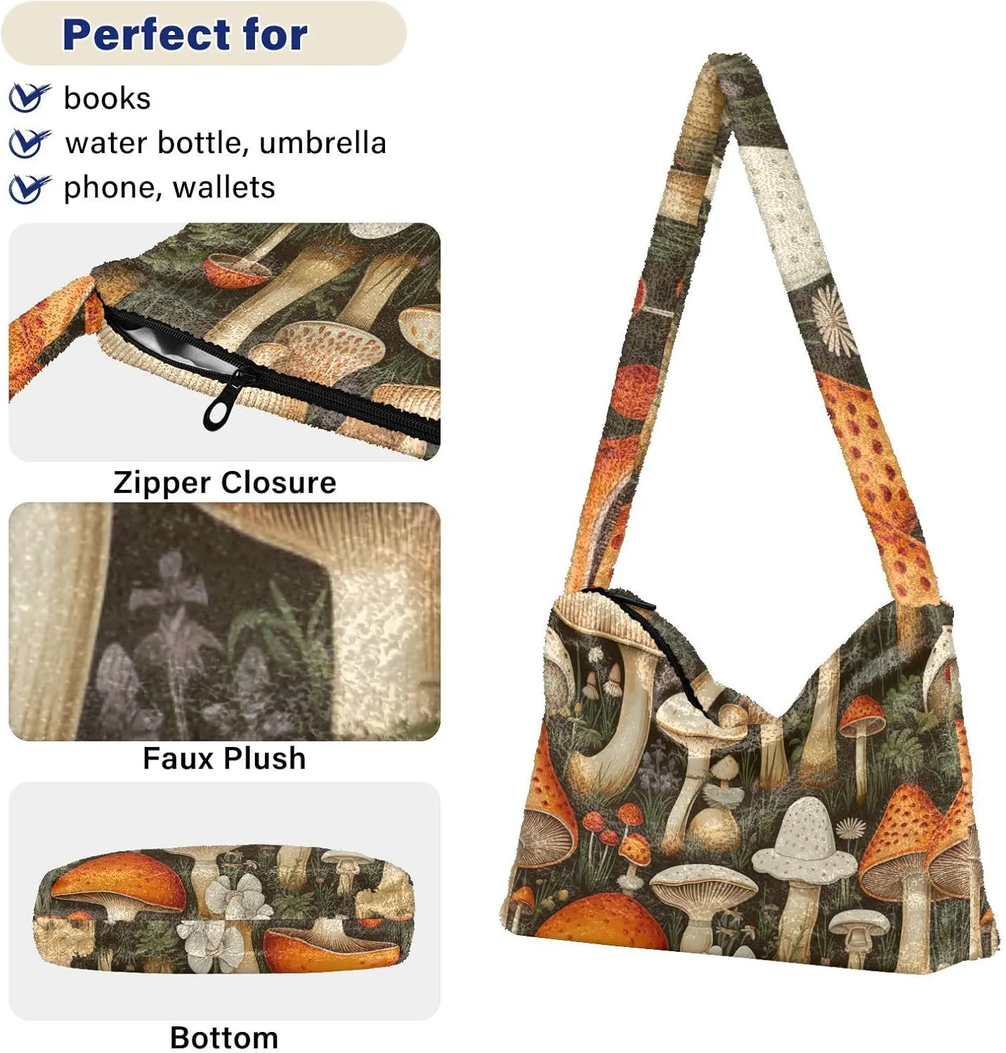 GAIGEO Winter Christmas Forest Deer Shoulder Handbag, Shoulder Bags for Women with Pockets, Autumn Handbags