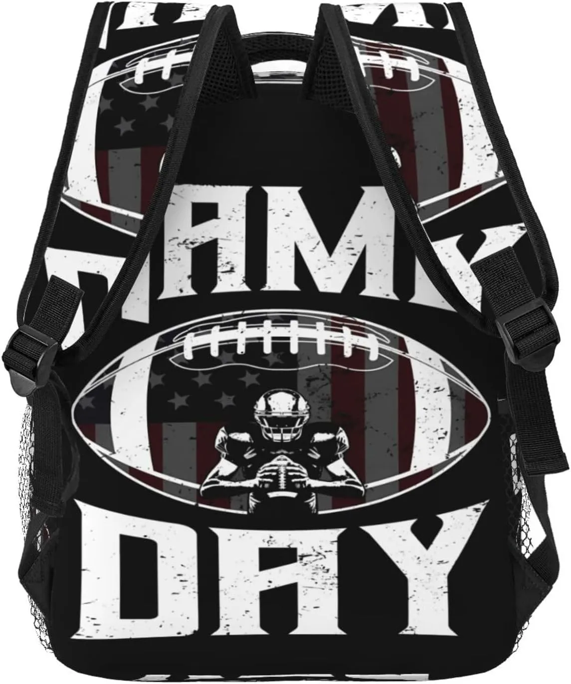 Game Day Football Playoffs Quarterback Touchdown Backpack Casual Laptop Backpack Lightweight Double Shoulder Bag Travel Daypack For Women Men