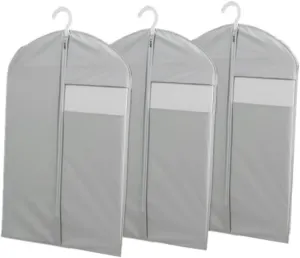 Garment Cover Zipper Peva Clothes Cover Bag for Suit Shirt Dress Coat Water Resistant Anti-static Anti-friction 60x90 Inches Light Grey