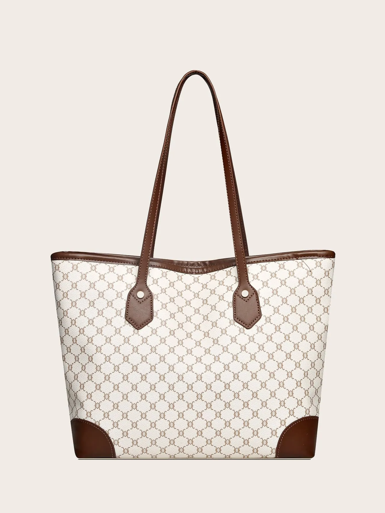 Geometric Pattern Shoulder Tote Bag, Old Money Style Women Bag