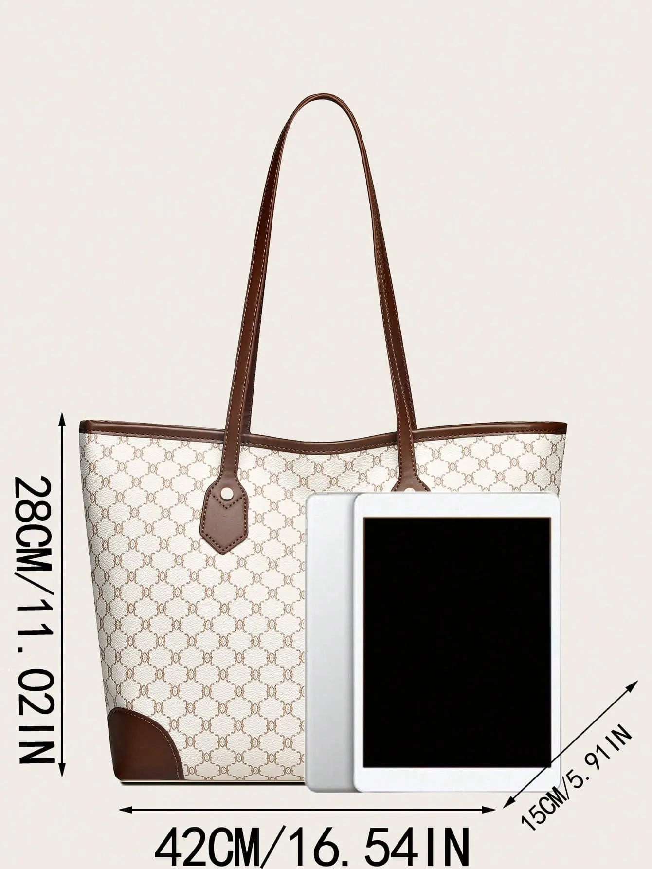 Geometric Pattern Shoulder Tote Bag, Old Money Style Women Bag