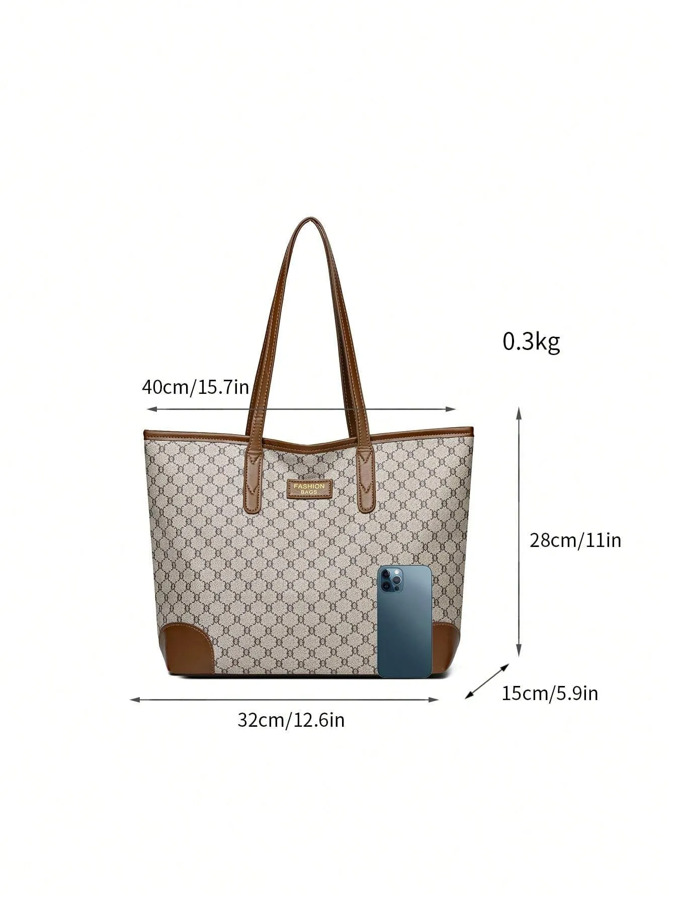 Geometric Pattern Shoulder Tote Bag, Old Money Style Women Bag