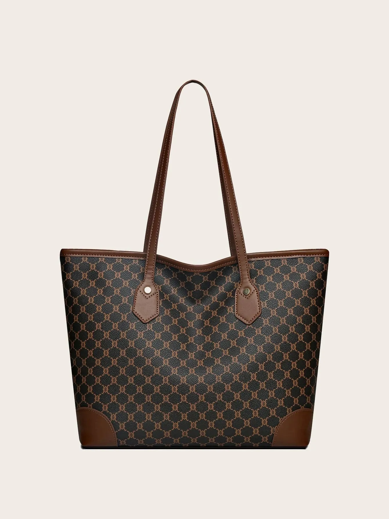 Geometric Pattern Shoulder Tote Bag, Old Money Style Women Bag