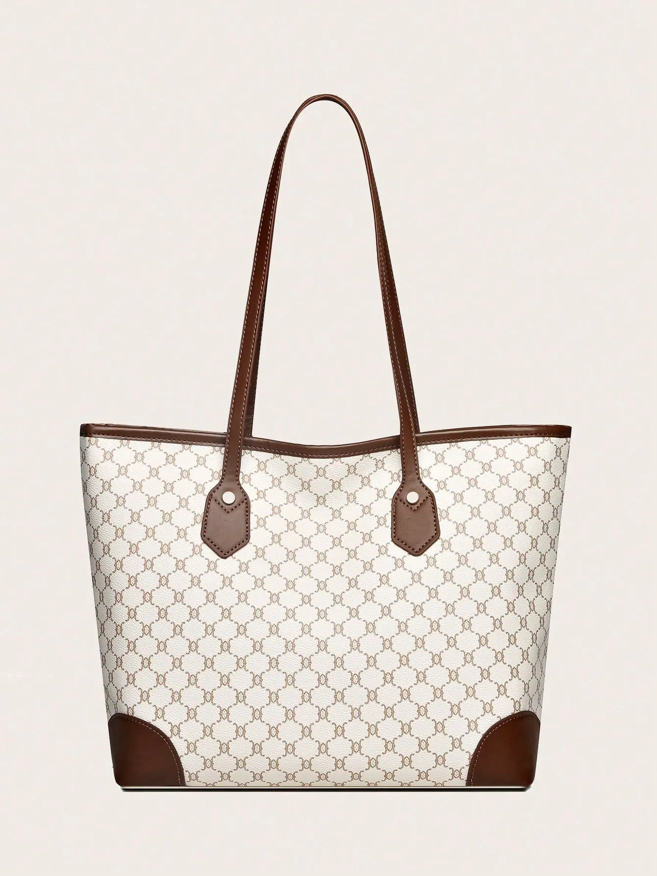 Geometric Pattern Shoulder Tote Bag, Old Money Style Women Bag