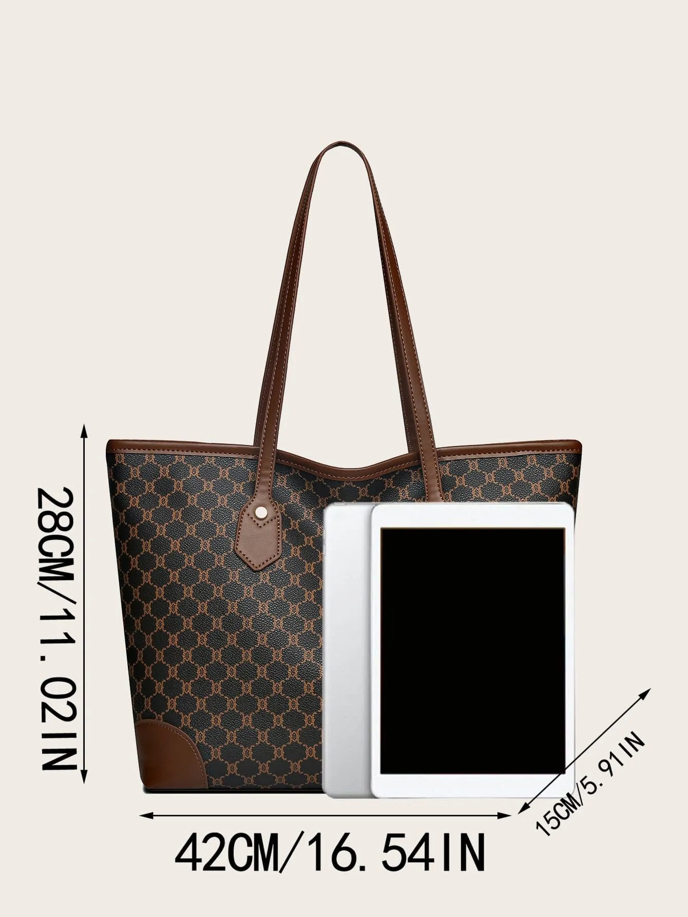 Geometric Pattern Shoulder Tote Bag, Old Money Style Women Bag
