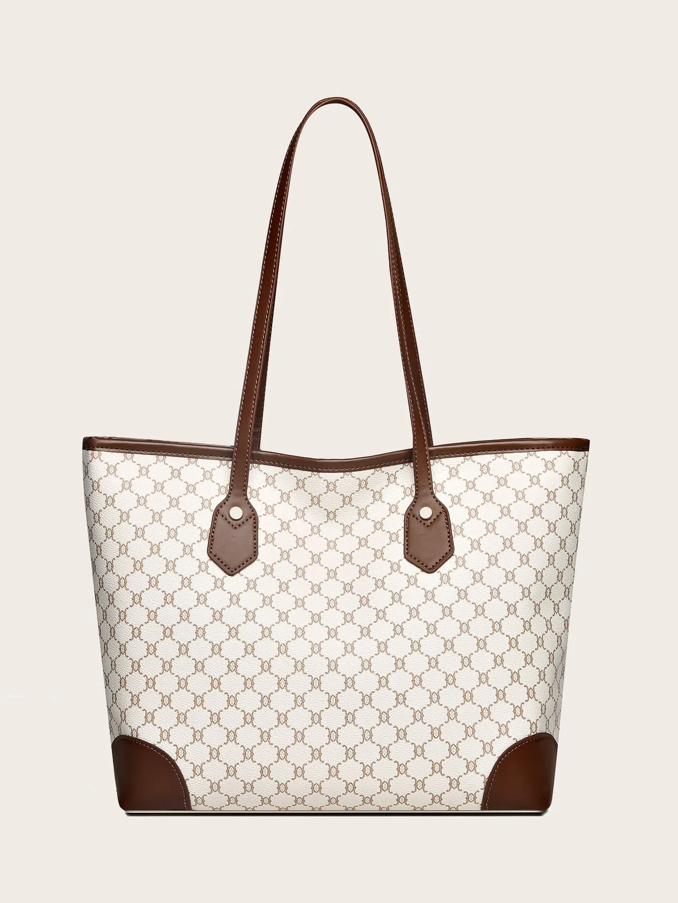 Geometric Pattern Shoulder Tote Bag, Old Money Style Women Bag