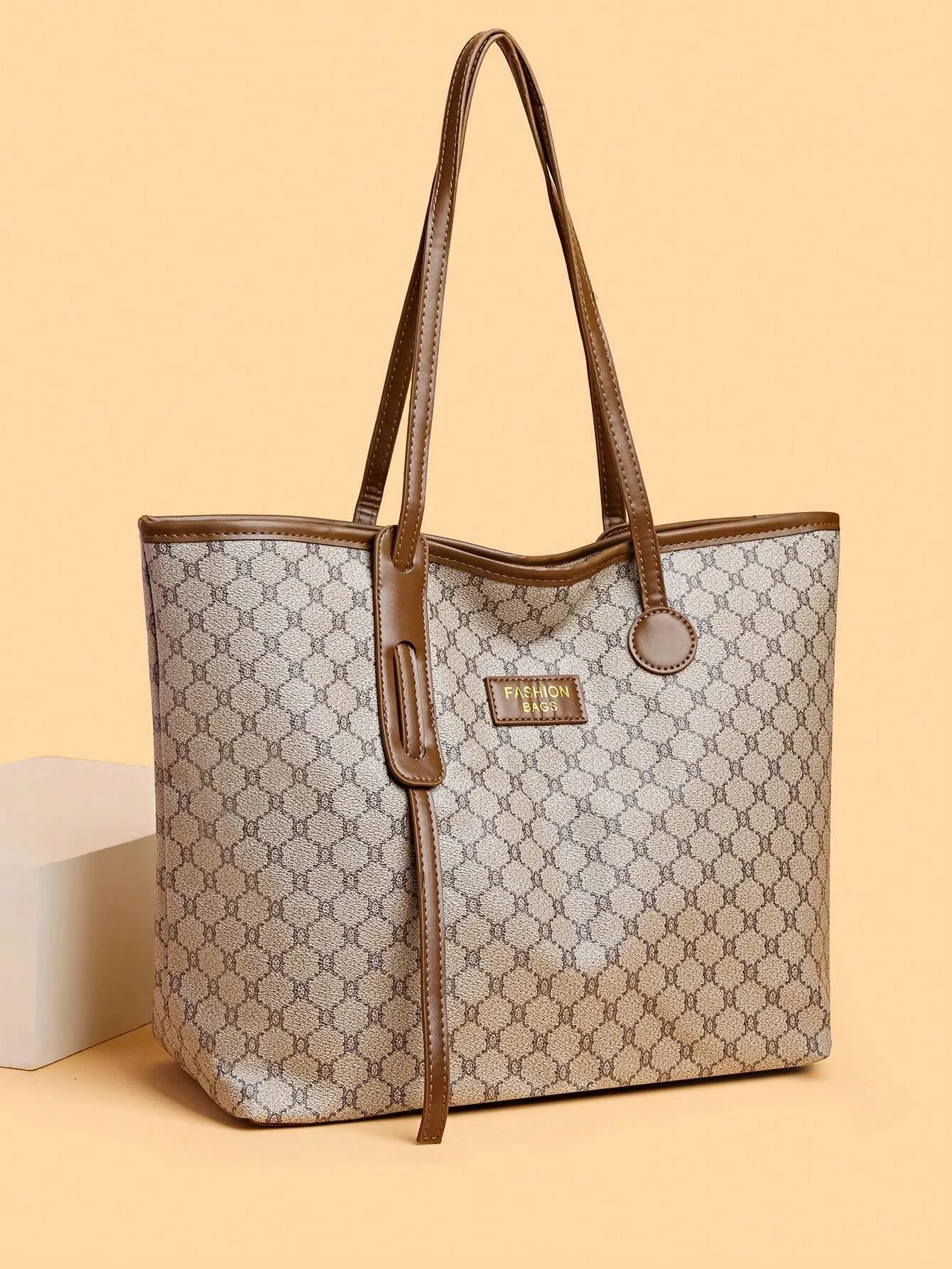 Geometric Pattern Shoulder Tote Bag, Old Money Style Women Bag