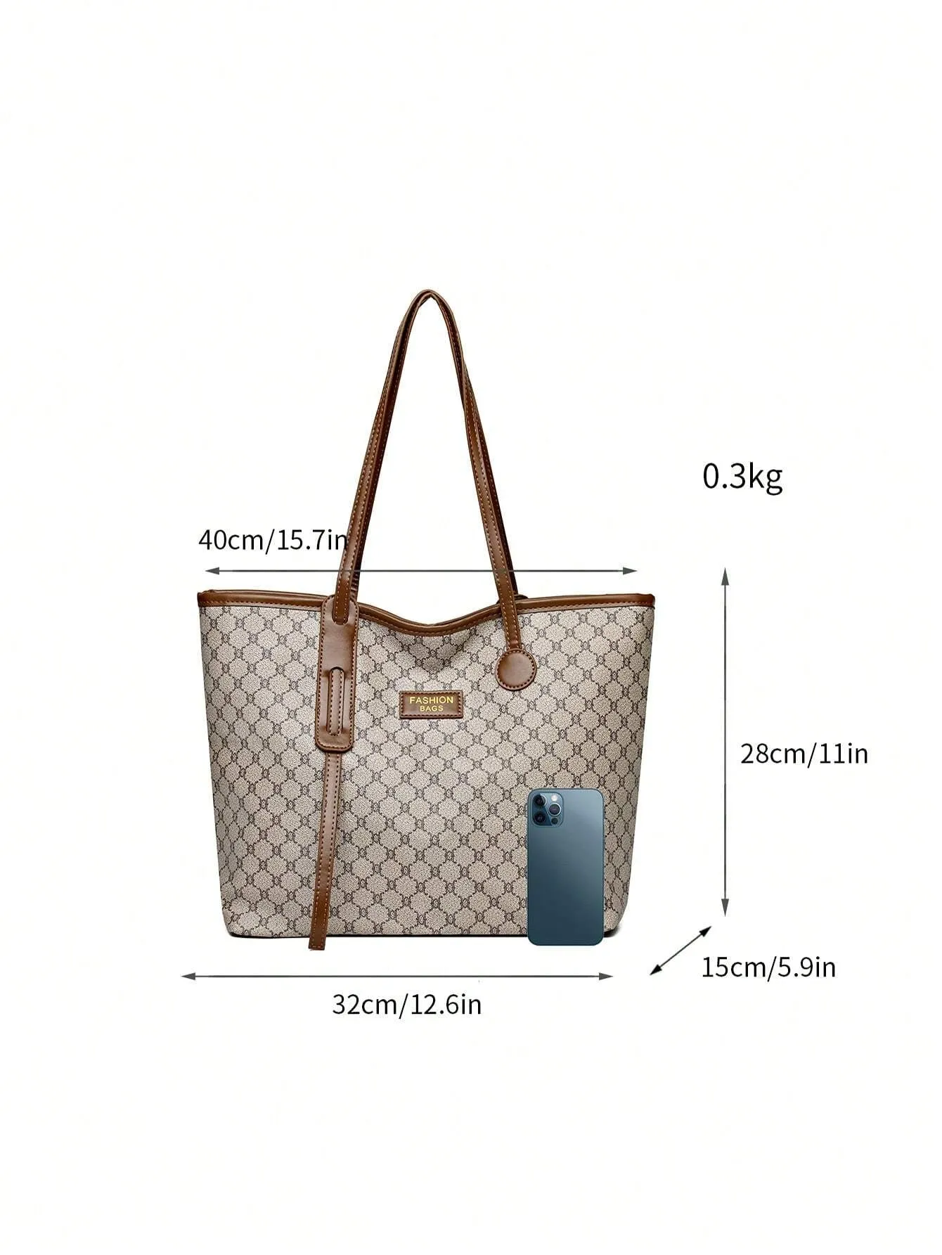 Geometric Pattern Shoulder Tote Bag, Old Money Style Women Bag