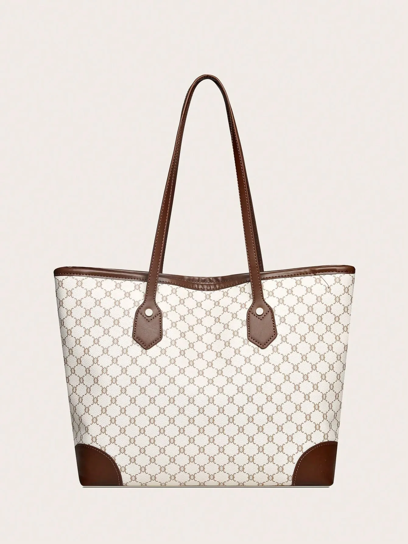 Geometric Pattern Shoulder Tote Bag, Old Money Style Women Bag