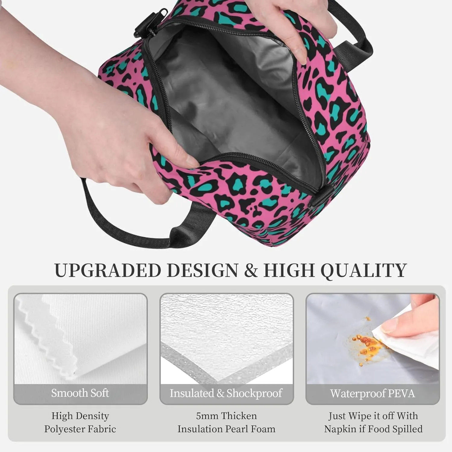 Geometric Pattern,Lunch Box for Women,Hexagonal Pattern Honeycomb Design,Insulated Lunch Bag Women with Adjustable Shoulder Strap,Cute Lunch Tote Bag for Work,Picnic,Camping,Yellow White