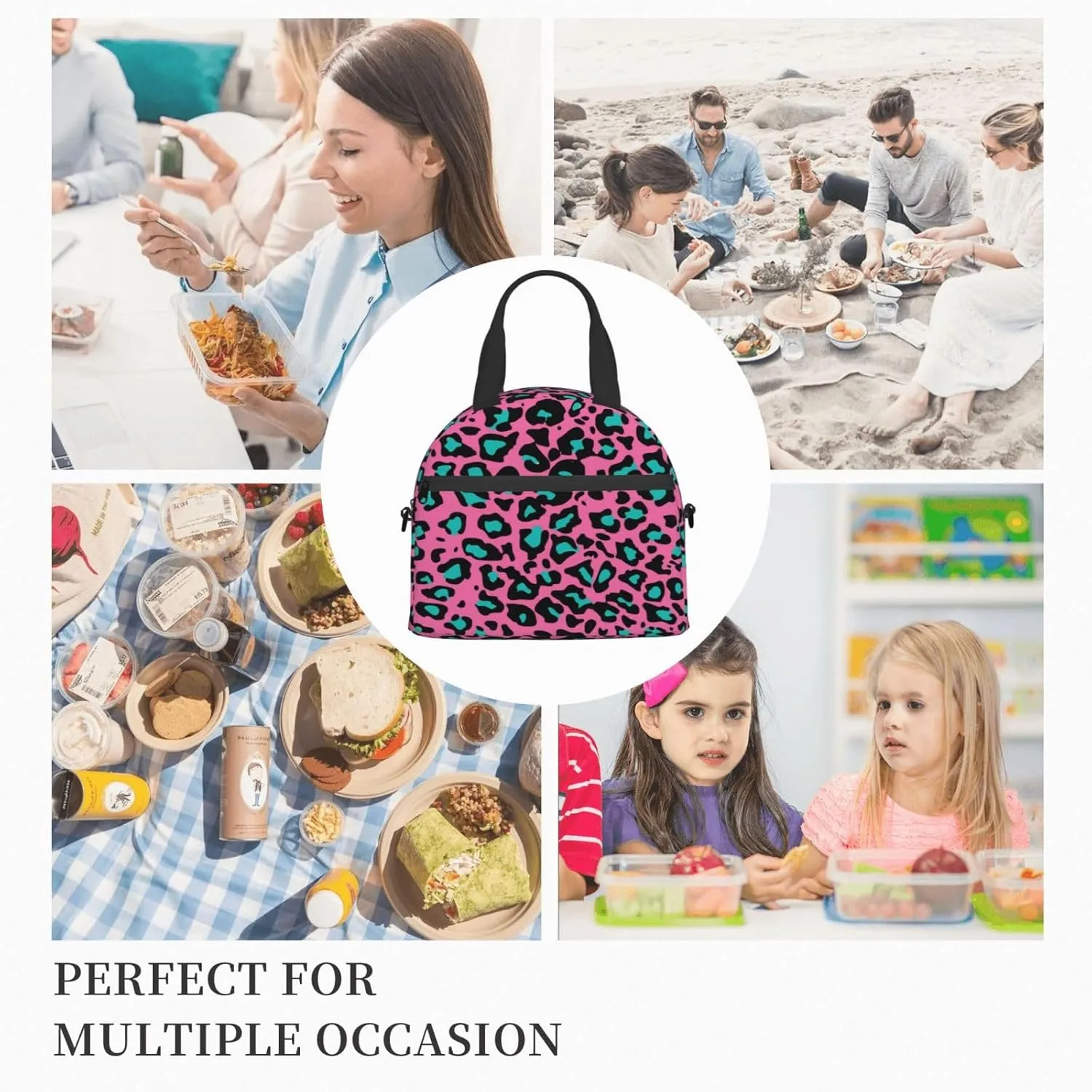 Geometric Pattern,Lunch Box for Women,Hexagonal Pattern Honeycomb Design,Insulated Lunch Bag Women with Adjustable Shoulder Strap,Cute Lunch Tote Bag for Work,Picnic,Camping,Yellow White