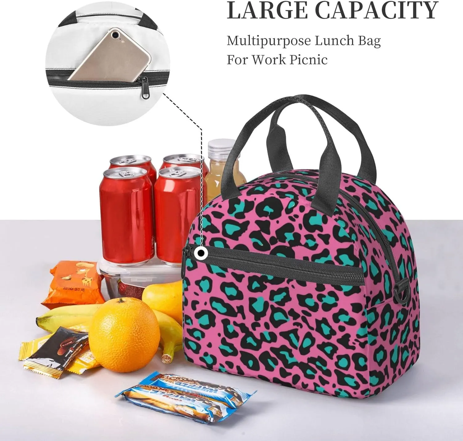 Geometric Pattern,Lunch Box for Women,Hexagonal Pattern Honeycomb Design,Insulated Lunch Bag Women with Adjustable Shoulder Strap,Cute Lunch Tote Bag for Work,Picnic,Camping,Yellow White