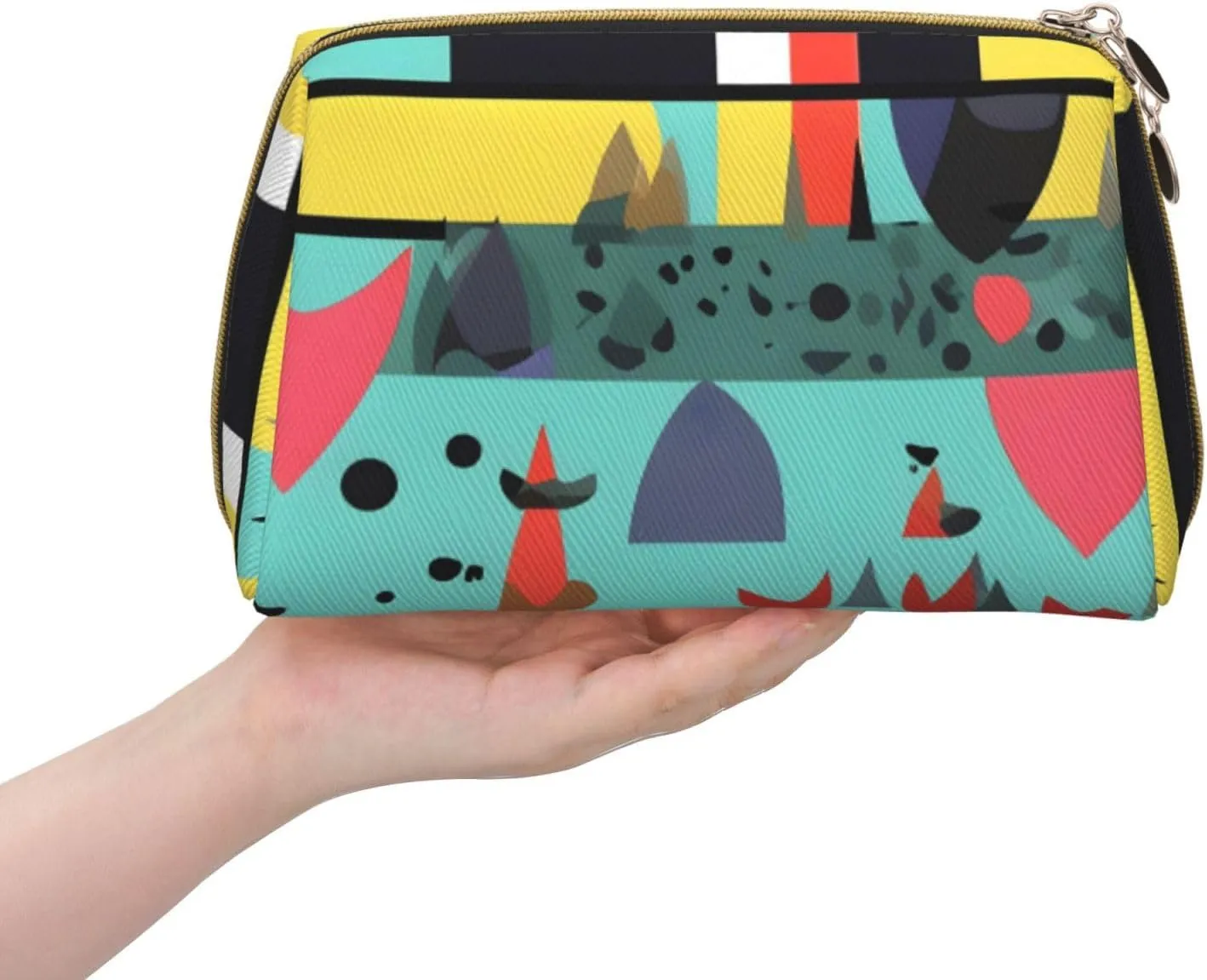 Geometric Patternsmakeup Bag Organizer,Toiletry Cosmetic Bag,Zipper Pouch Brushes Storage Case(Large), CMC-11878