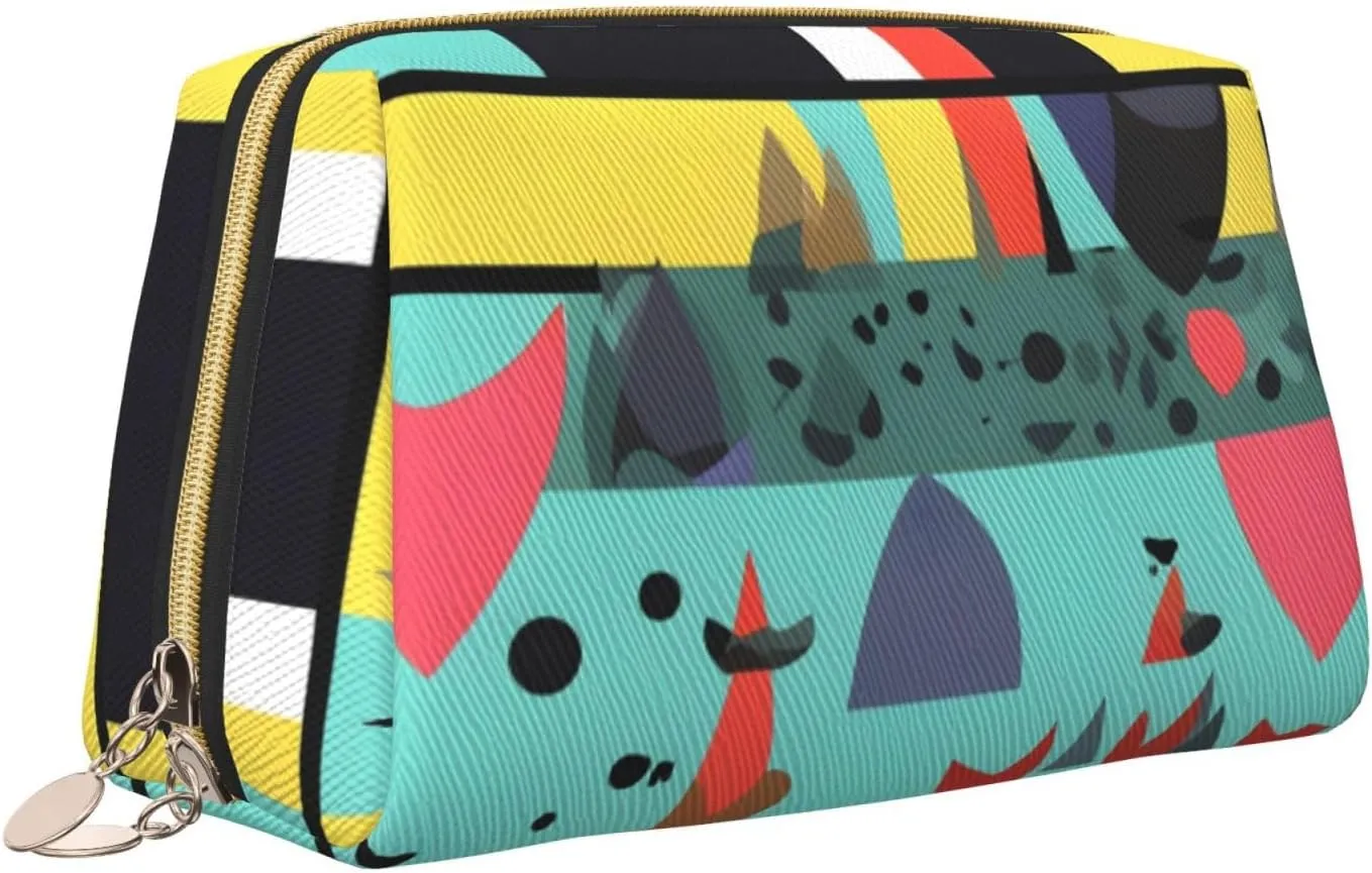 Geometric Patternsmakeup Bag Organizer,Toiletry Cosmetic Bag,Zipper Pouch Brushes Storage Case(Large), CMC-11878