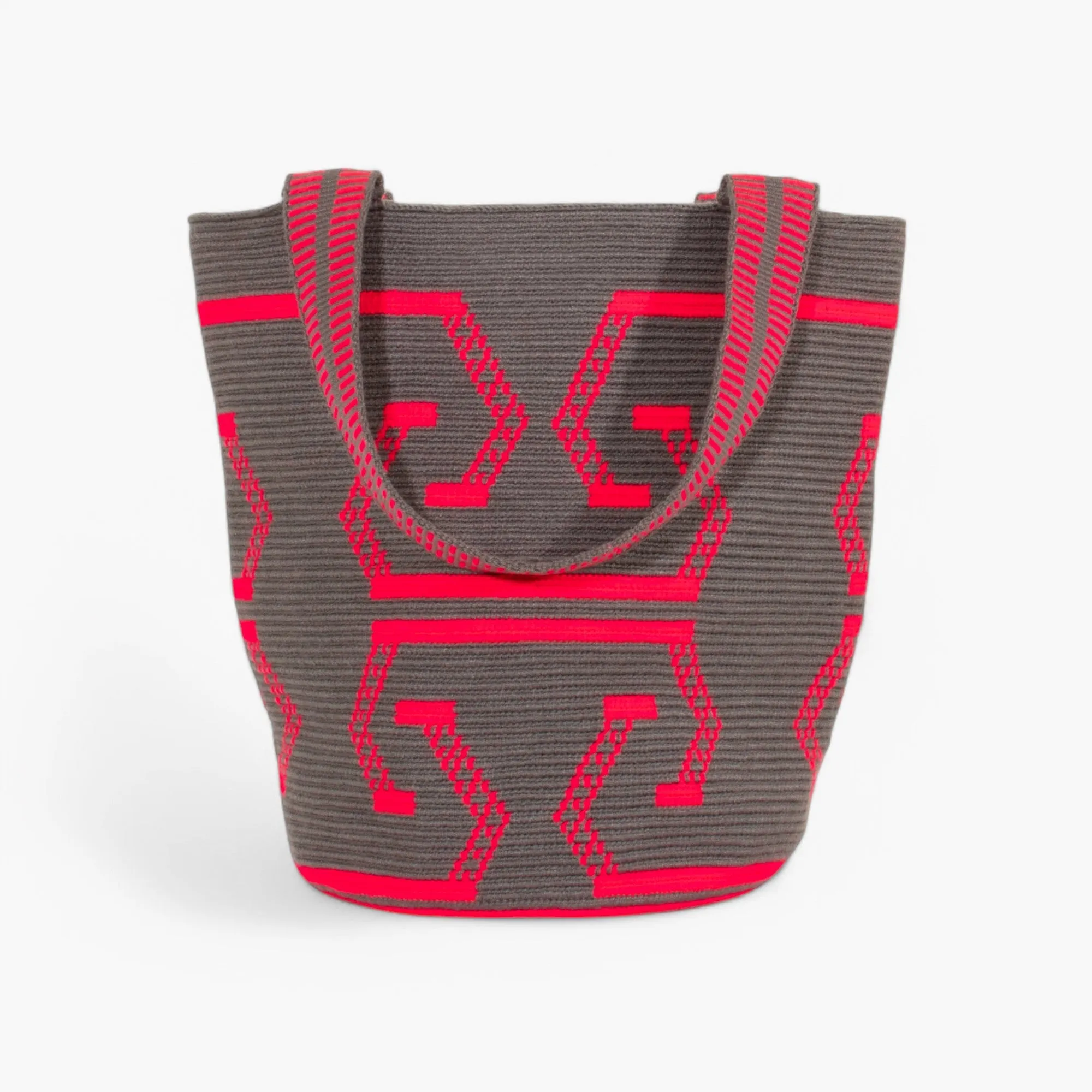 Geometric round tote L | Magenta