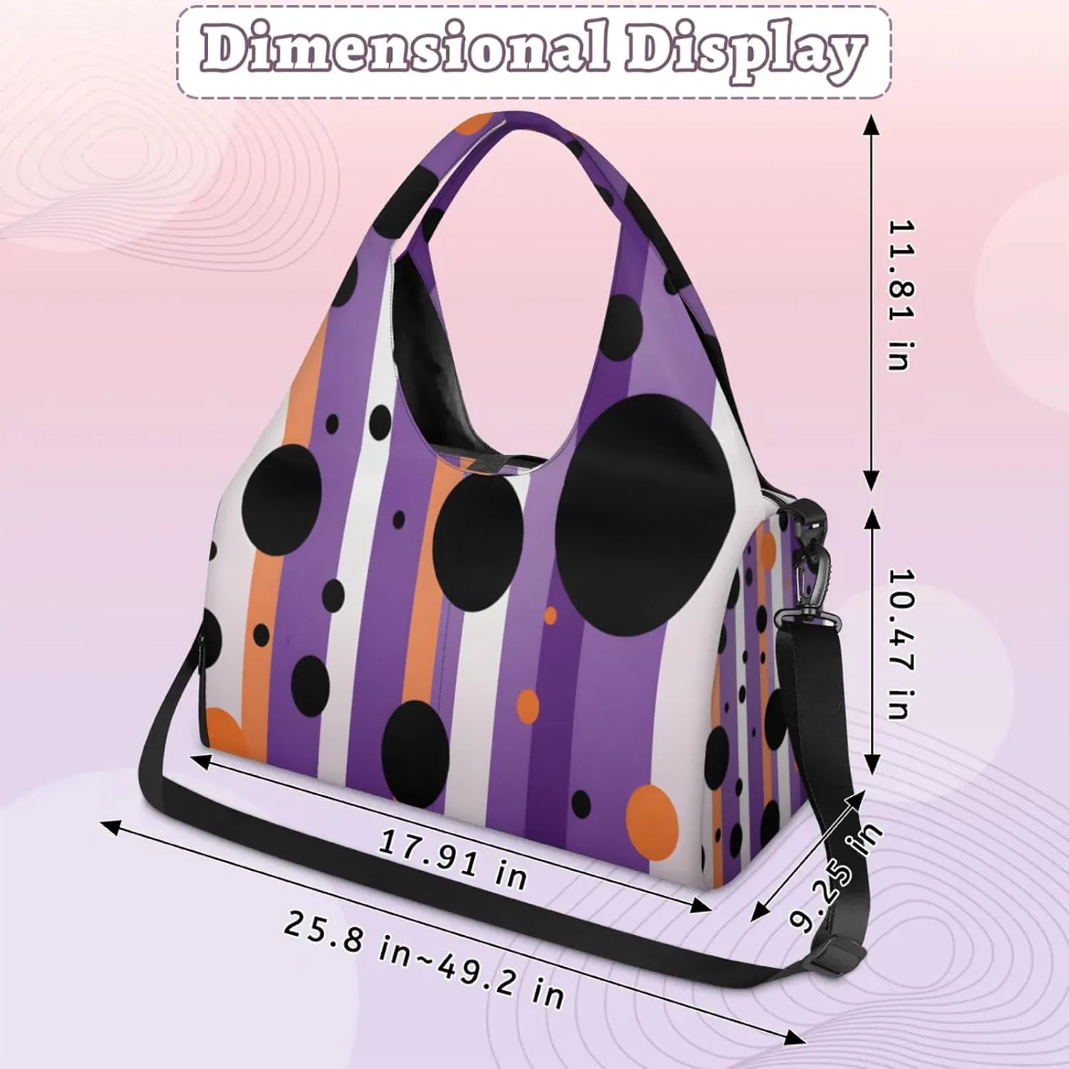 Geometric Stripe Fusion Waterproof Gym Bag for Men Women, Sports Duffel Bag with Shoe Compartment Yoga Mat Holder, Portable Large Travel Bag for Fitness, Camping, Weekend Trips