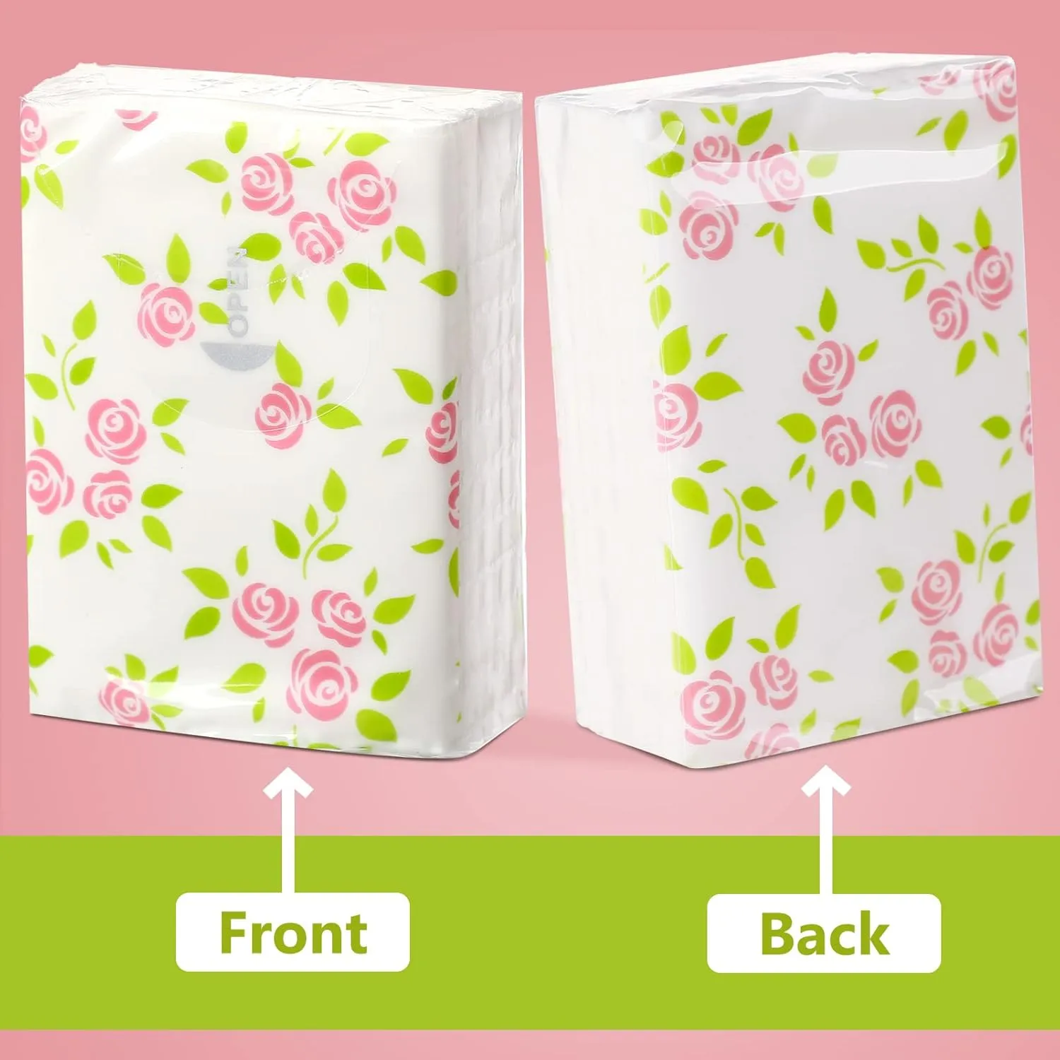 Geyee 100 Pcs Floral Travel Tissue Packs Small Personal Facial Pocket Tissues 3 Ply Cute Flower Individual Packs for Wedding Party Favors