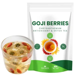 Goji Berry Chrysanthemum Tea Bags, Natural Herbal Tea, Caffeine-Free, Individually Wrapped, Refreshing Floral Tea for Daily Enjoyment & Relaxation, (26 teabags)