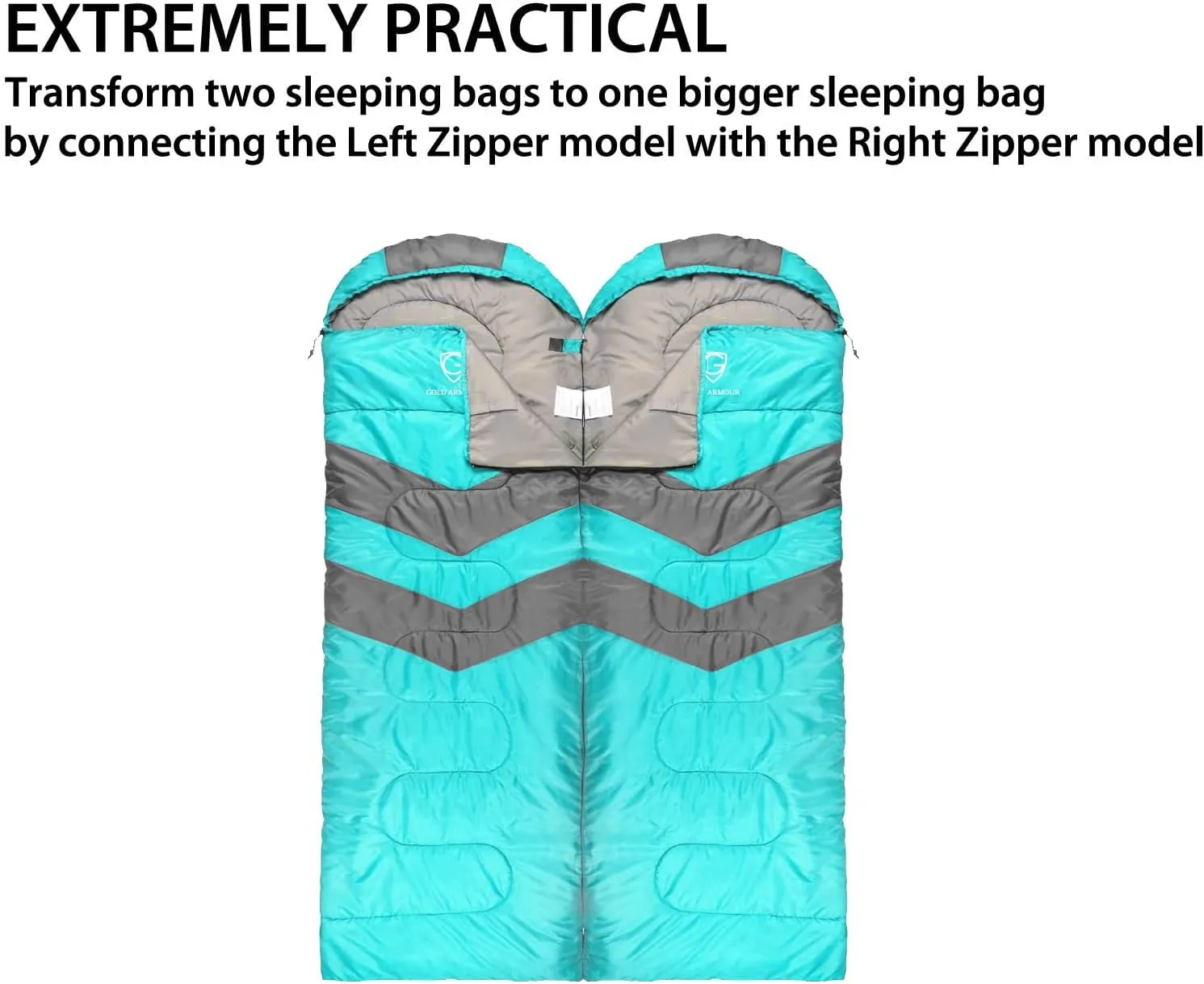 Gold Armour Sleeping Bags for Adults Cold Weather & Warm - Backpacking Camping Sleeping Bag for Kids 10-12, Girls, Boys - Lightweight Compact Camping Essentials Gear Accessories, Right Zipper