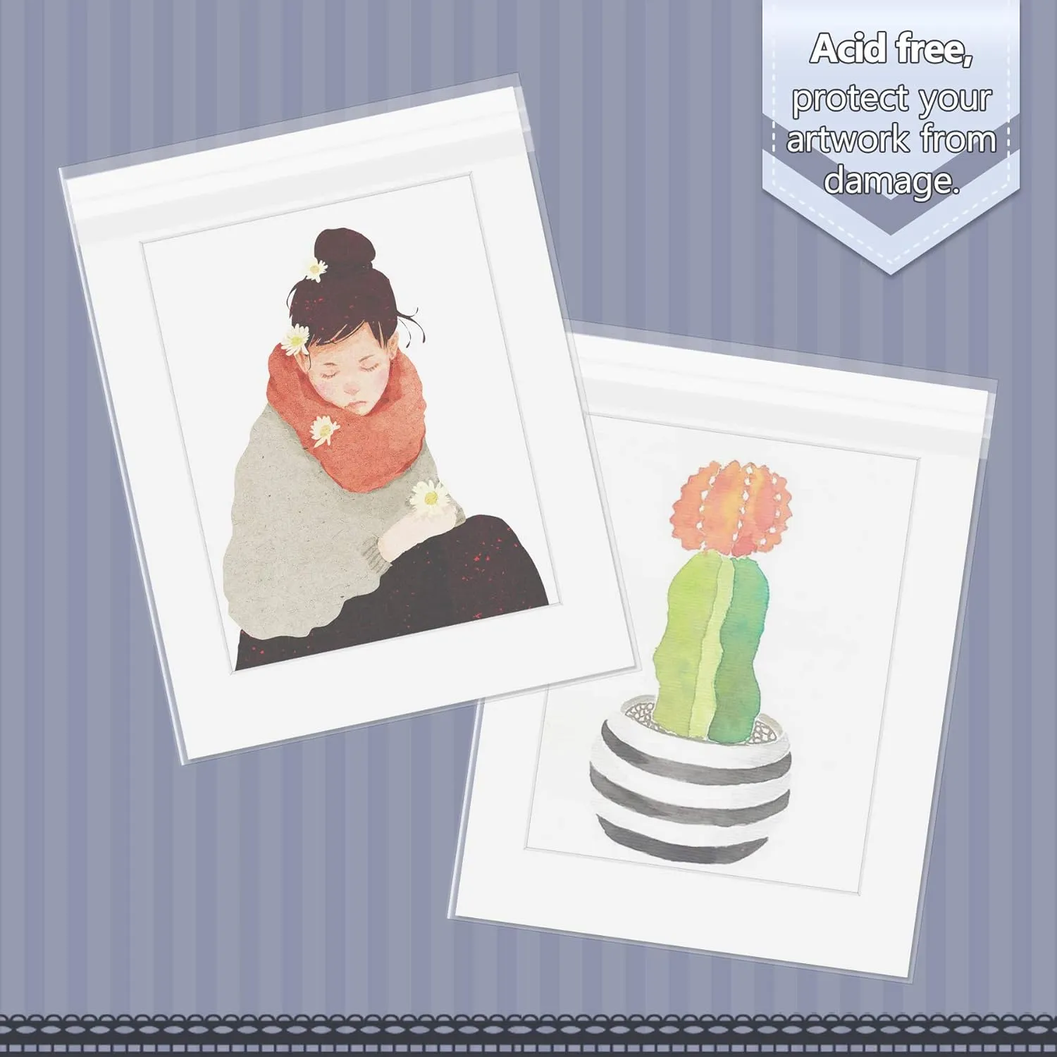 Golden State Art, Pack of 50 11 3/8" x 14 3/16" Acid-Free Crystal Clear Sleeves Storage Bags for 11x14 Art Prints/Pictures/Photos/Framing Mat Mattes/Documents