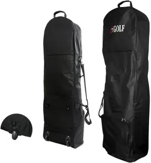 Golf Travel Bag with Wheels, 9 inch 9.5 inch, Black, Nylon, Carry Soft Case Cover, Water-Resistant, Shoulder Strap Men