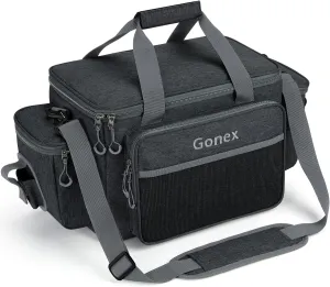Gonex Fishing Tackle Bags for Saltwater & Freshwater, Fishing Gear Storage Bag with Water Resistant Bottom Suitable for 3600 3700 Size Tackle Box (Black)