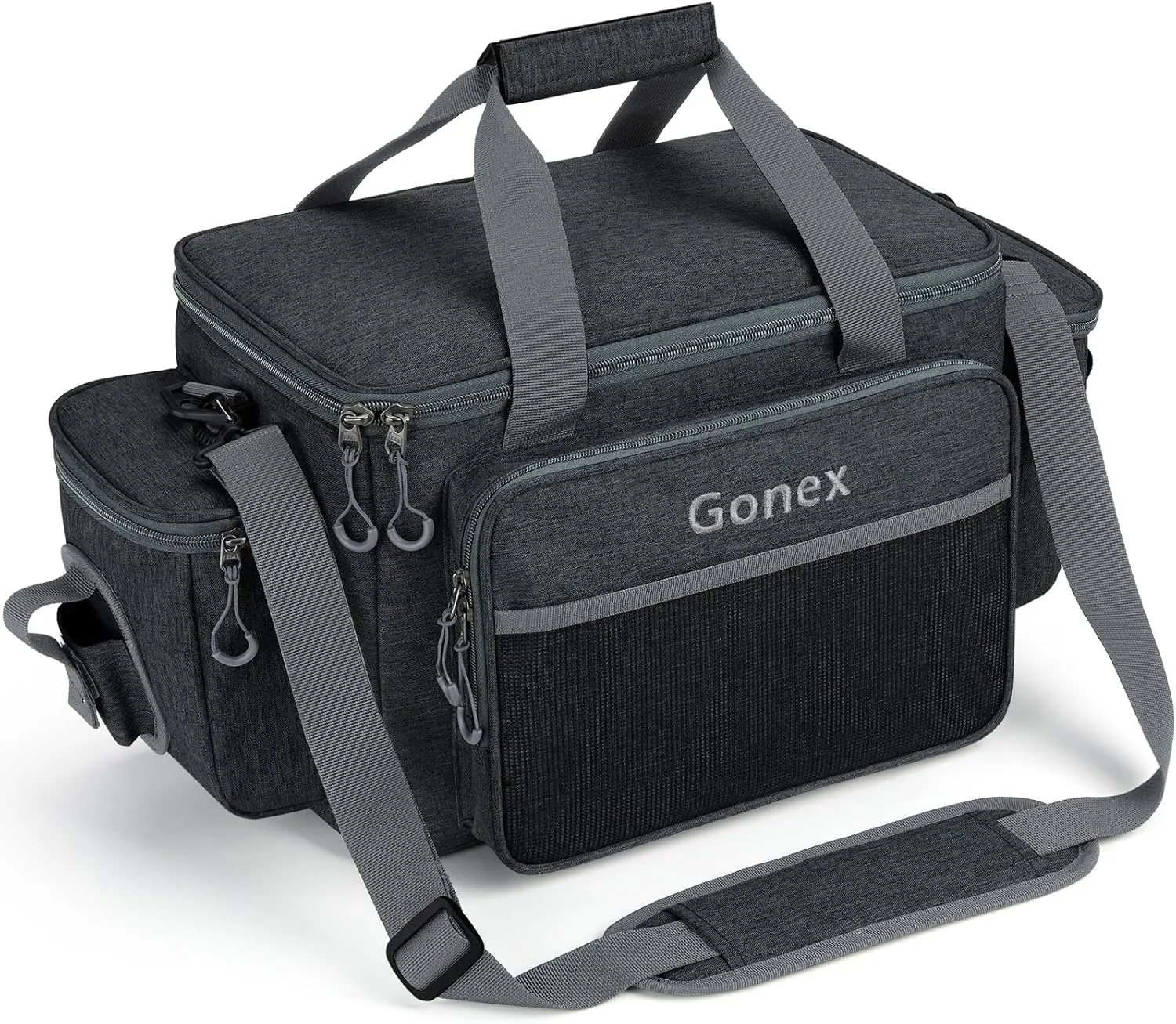 Gonex Fishing Tackle Bags for Saltwater & Freshwater, Fishing Gear Storage Bag with Water Resistant Bottom Suitable for 3600 3700 Size Tackle Box (Black)