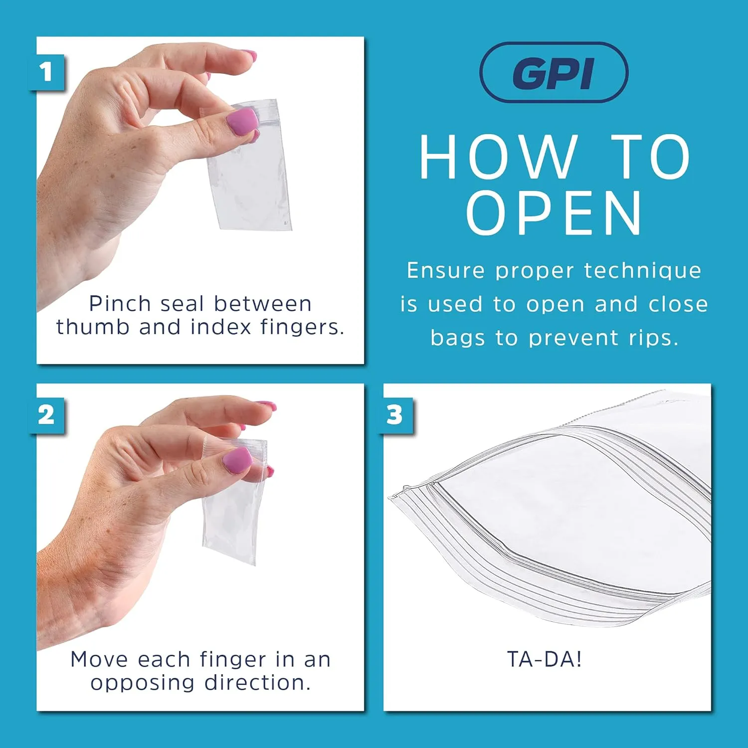 GPI Case of 1000 2" x 3" CLEAR PLASTIC RECLOSABLE ZIP BAGS - Bulk 2 mil Thick Strong & Durable Poly Baggies With Resealable Zipper Top Lock & write-on white block, for labeling, packaging & Storage.