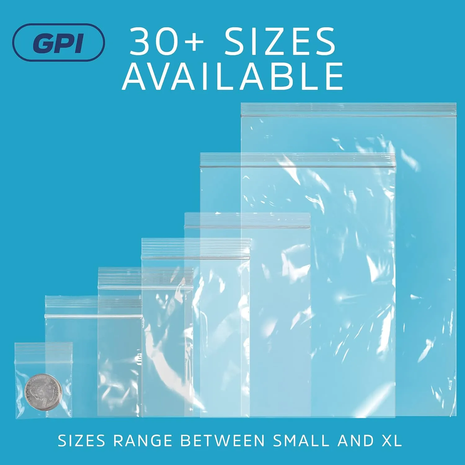GPI Pack Of 100 10" x 13" CLEAR PLASTIC RECLOSABLE ZIP BAGS - 2 mil Poly Baggies With Resealable Zip Top Lock For Fabrics, Clothing, Documents, Food, Household & Office supplies.