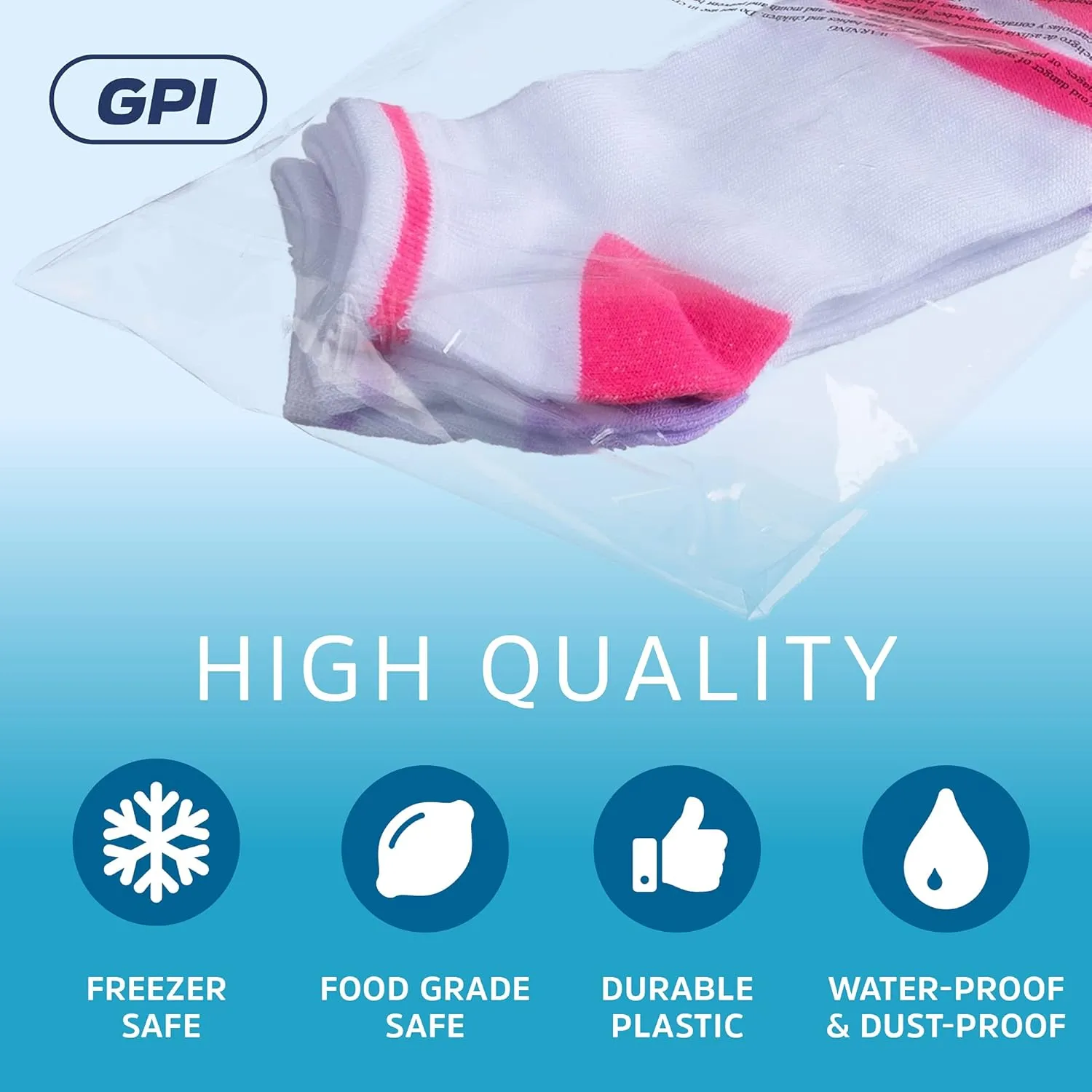 GPI - Pack of 200 7" X 11" Clear Self Seal Poly Bags, 1.5 Mil - Peel & Seal Resealable Polybags with Adhesive Strip & Suffocation Warning for Packaging & Shipping T Shirts & Clothing.