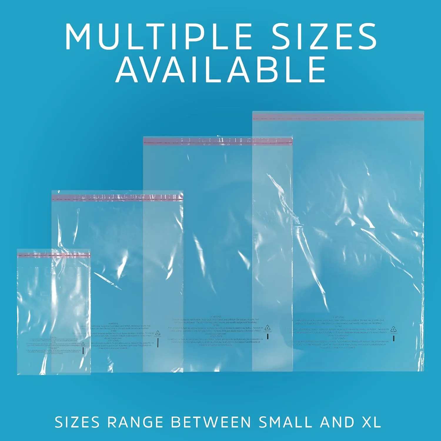 GPI - Pack of 200 7" X 11" Clear Self Seal Poly Bags, 1.5 Mil - Peel & Seal Resealable Polybags with Adhesive Strip & Suffocation Warning for Packaging & Shipping T Shirts & Clothing.