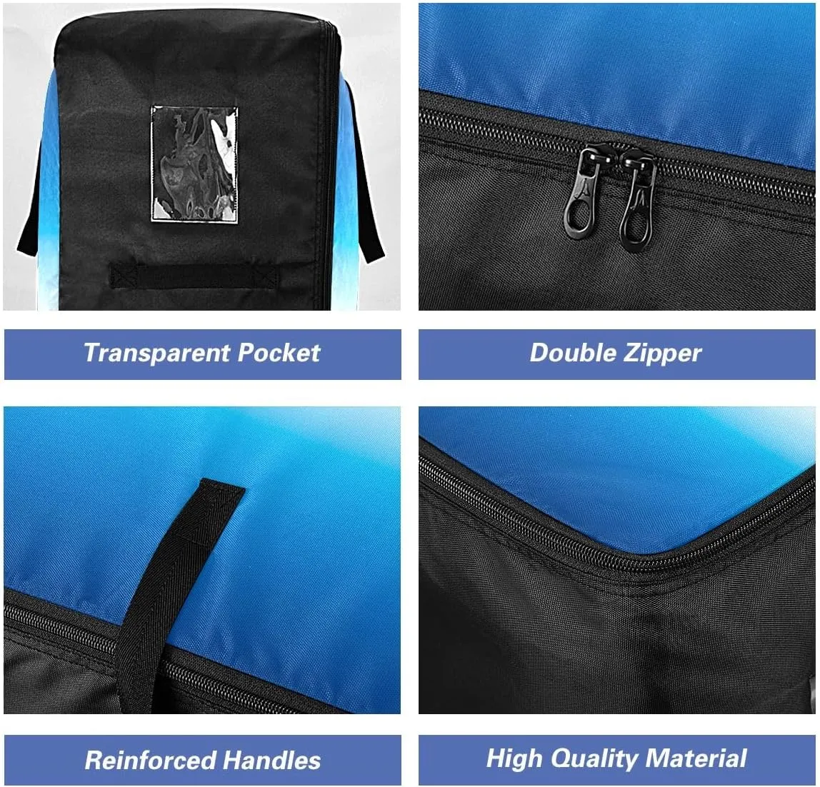 Gradient Blue White Storage Bags, 27.5x19.7x11 In, Garment Storage Organizer Travel Cargo Duffel Bags Zippered Storage Bag for Closet Comforter, Pillow, Quilt