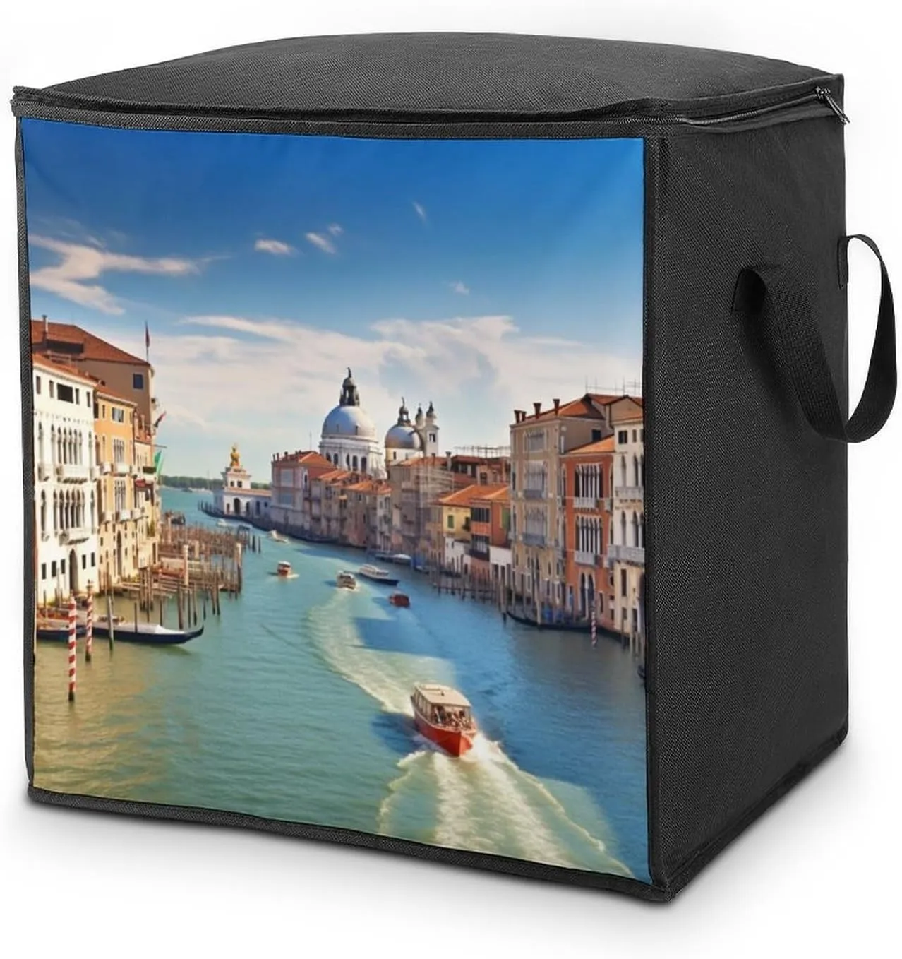 Grand Canal in Italy Blanket Storage Bags Space Saver Bag for Quilts Duvets Or Other Fluffy Clothing Zippered Storage Bags for Blankets Quilts Clothes Comforter Bedding And Pillows
