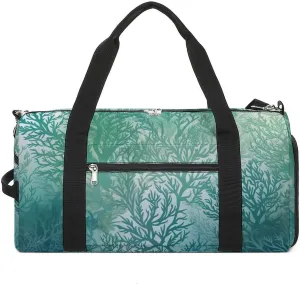 Green Sea Blue Seaweed Gym Bag Sport Gym Tote Bag Lightweight Duffle Bag Carry On Weekender Bags for Women Men